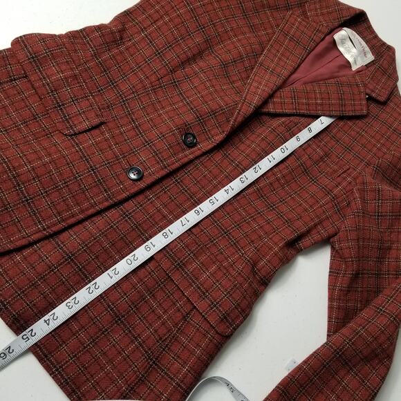 Evan Picone Saks Fifth Ave Rust Red Wool Blazer Jacket Lined Nice! Size M - Picture 8 of 9